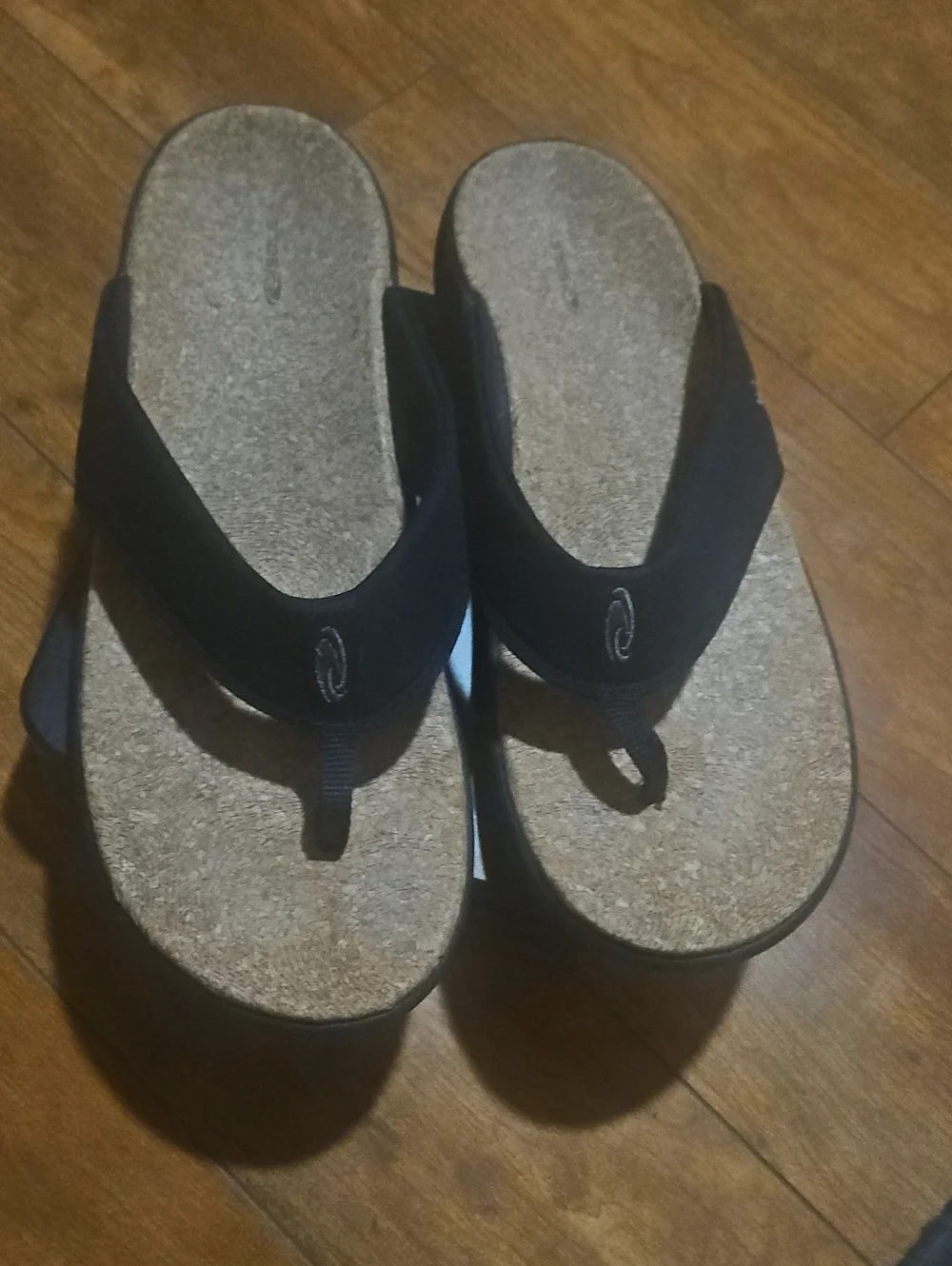 Men's Black Cork-Style Padded Toe-Post Sandals